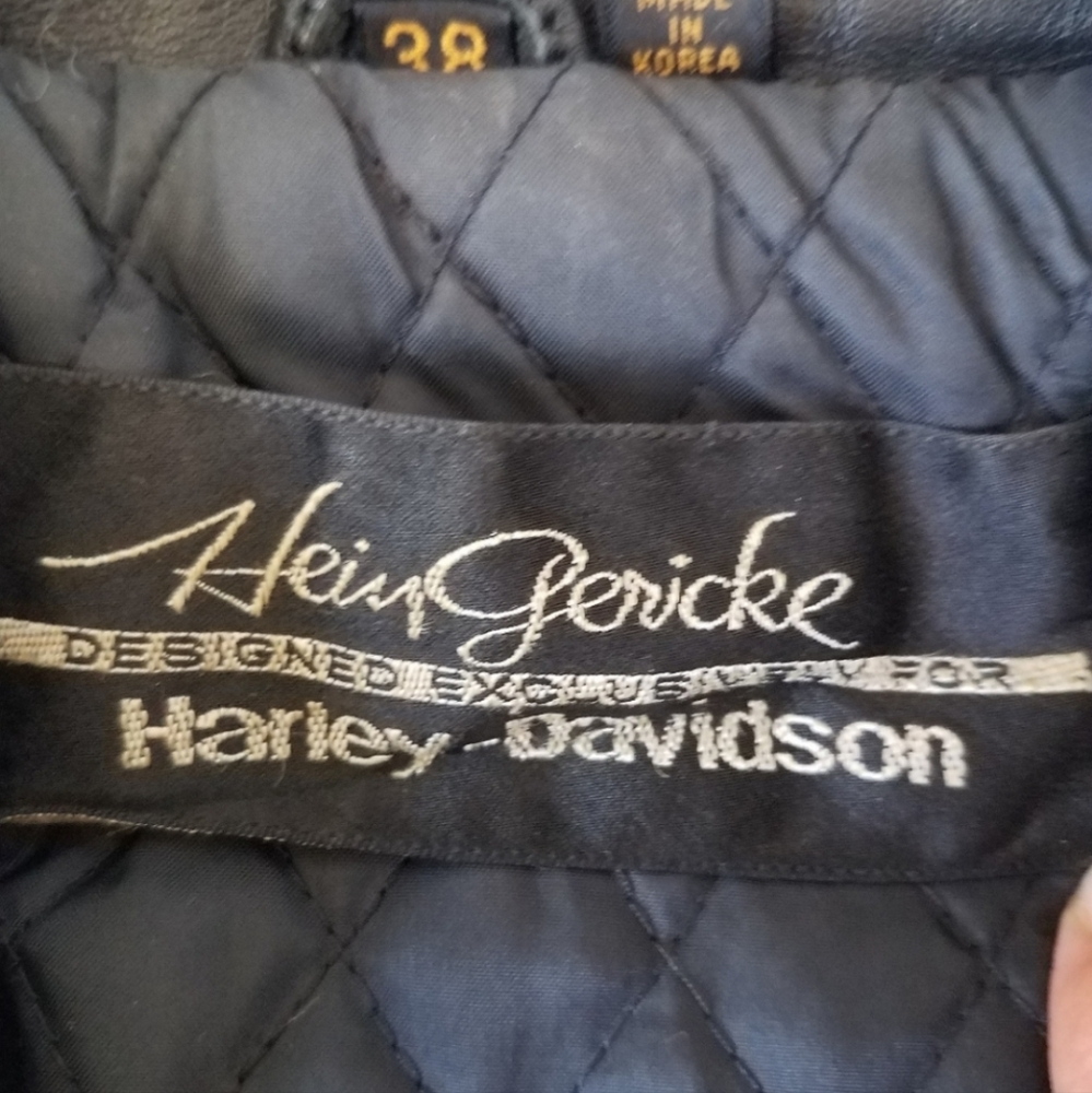 Hein Gericke HARLEY DAVIDSON Moto Jacket Vtg 80s Women's Lined Slim Cut Leather - Picture 15 of 16